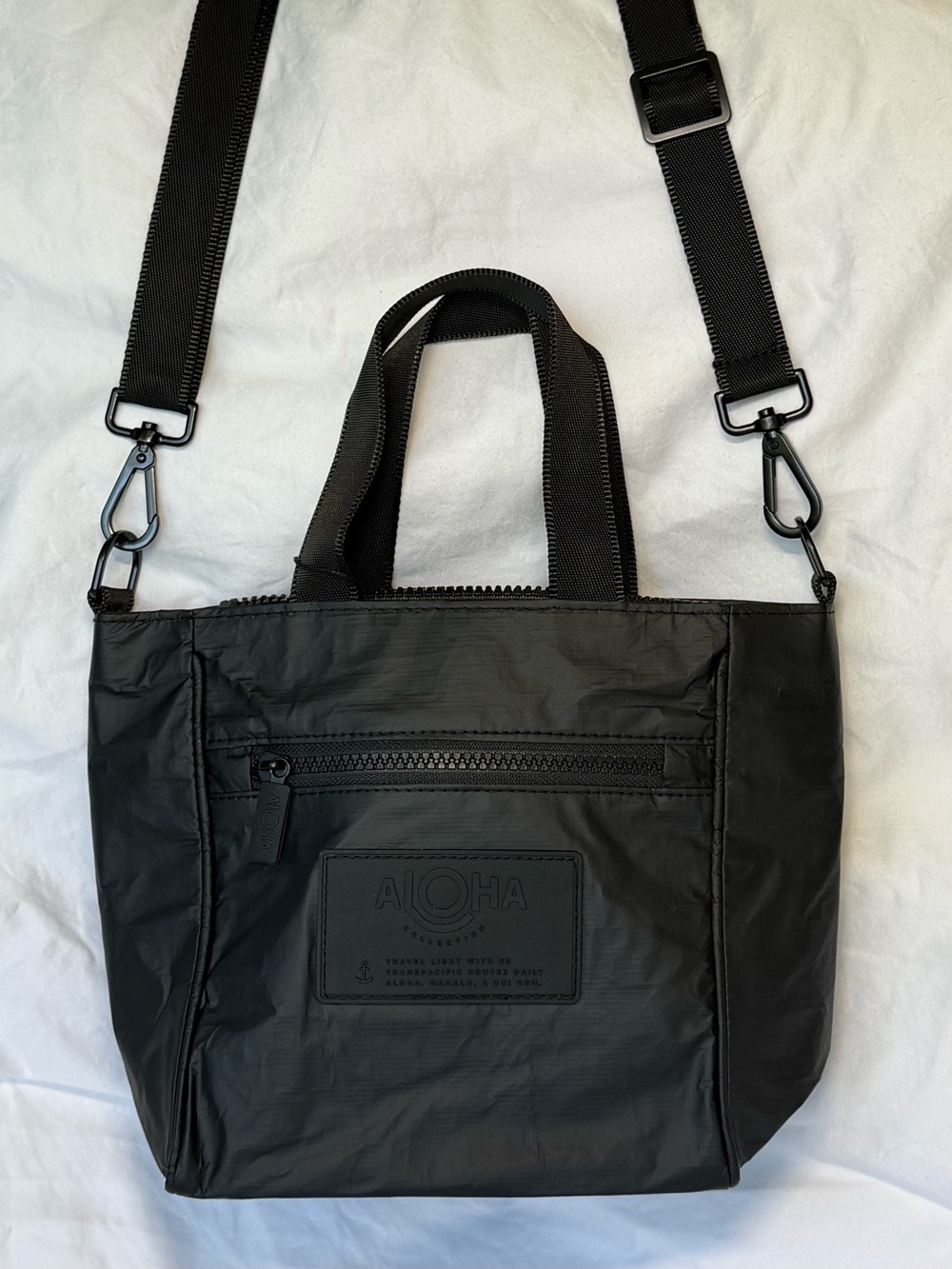 NWT ALOHA Collection Monochrome Black Crossbody Bag Double Handle Mini Tote Bag
